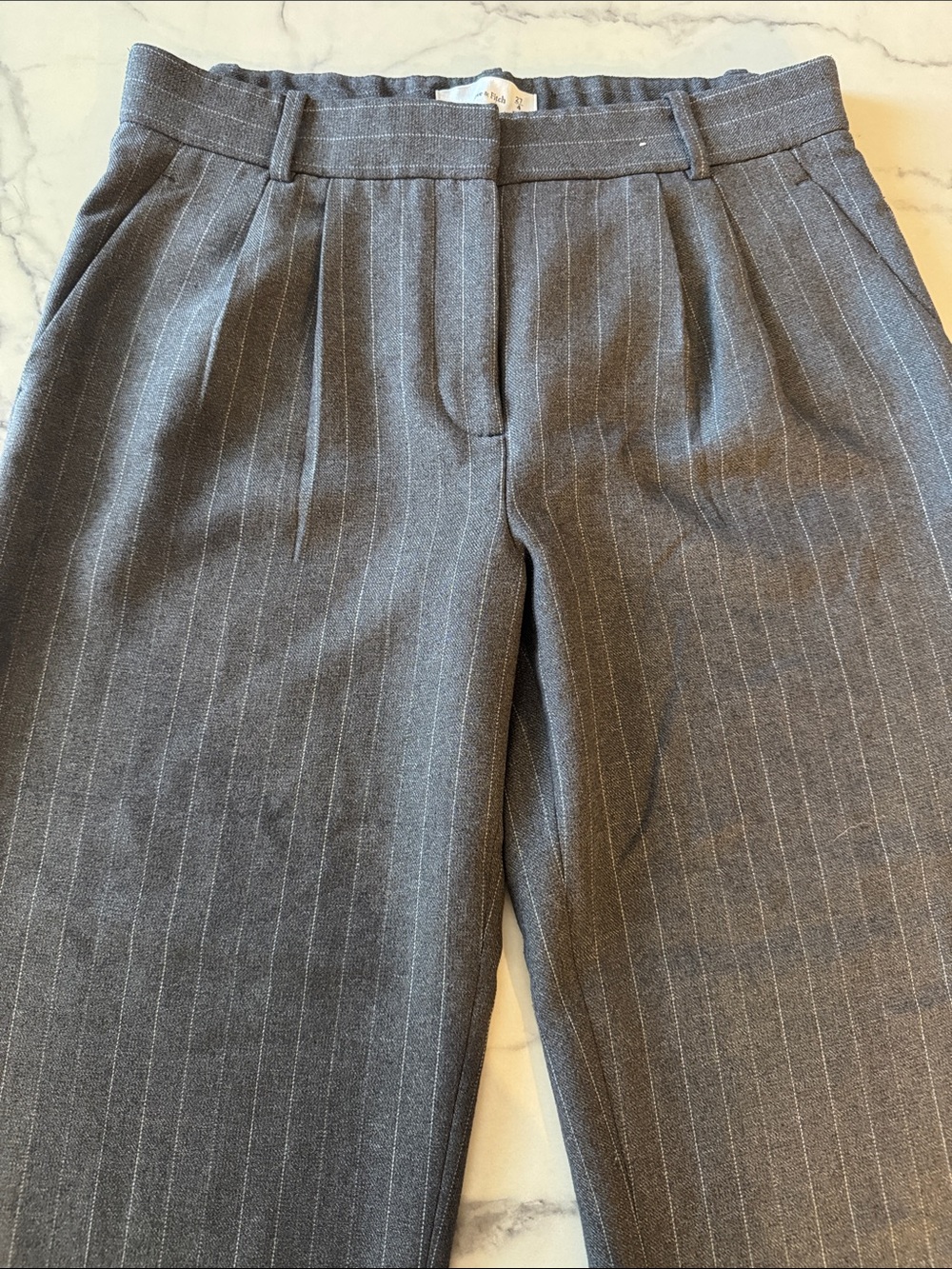Abercrombie & Fitch Charcoal Pinstripe Trousers Sloane low rise